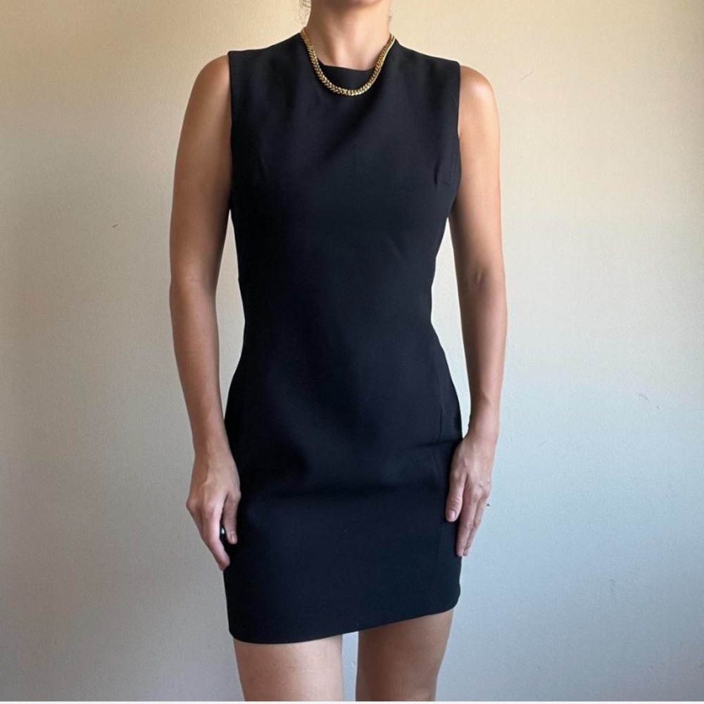 Zara Black Sheath 90s Boatneck Mini Dress